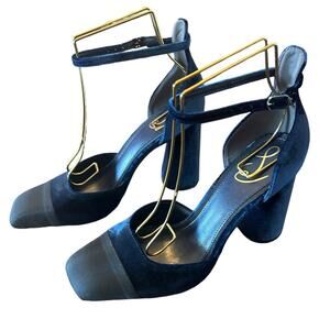 Sam Edelman Christine Two Tone Ankle Strap Block Heels Classic Modern NEW 9